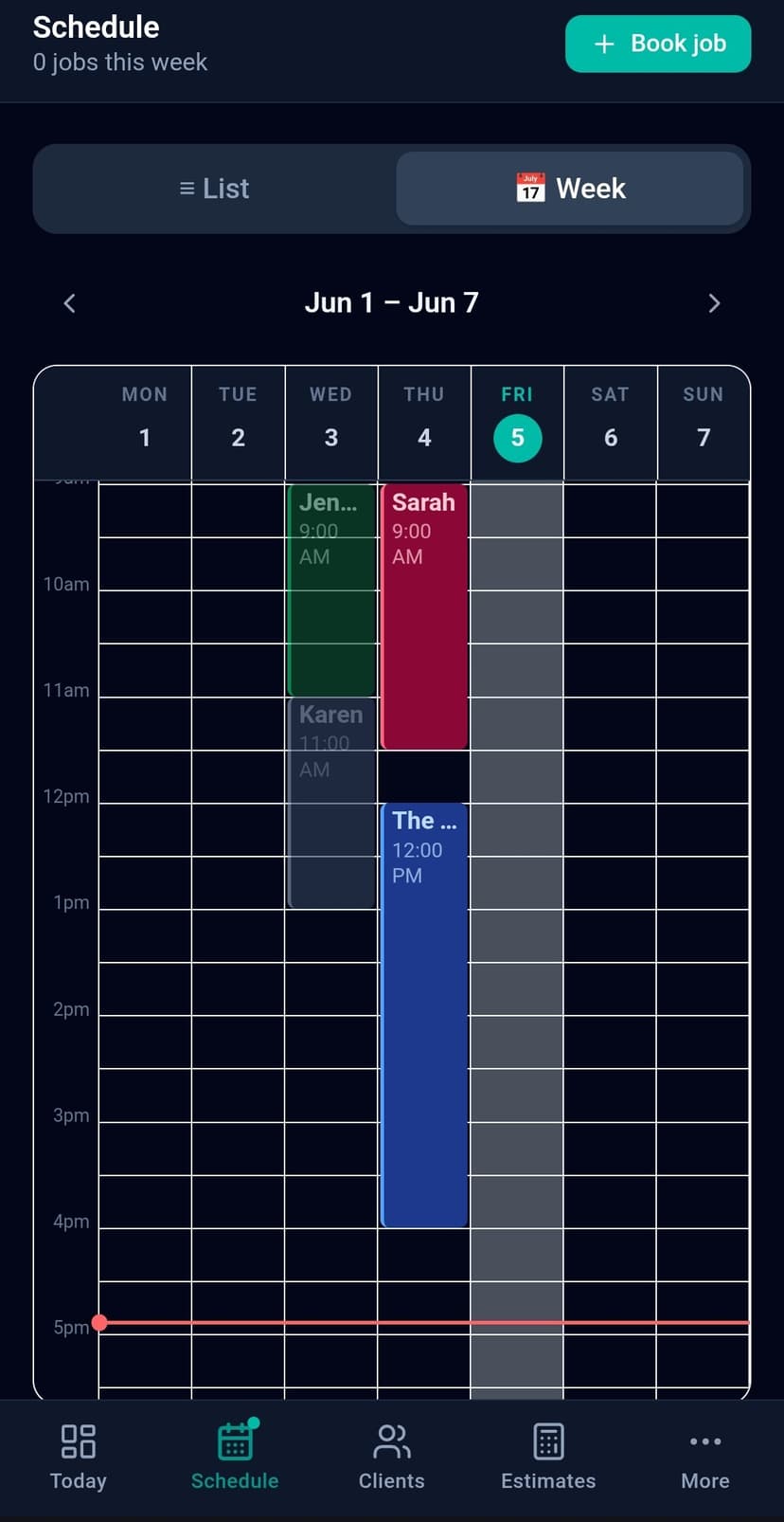 SparkClean weekly schedule